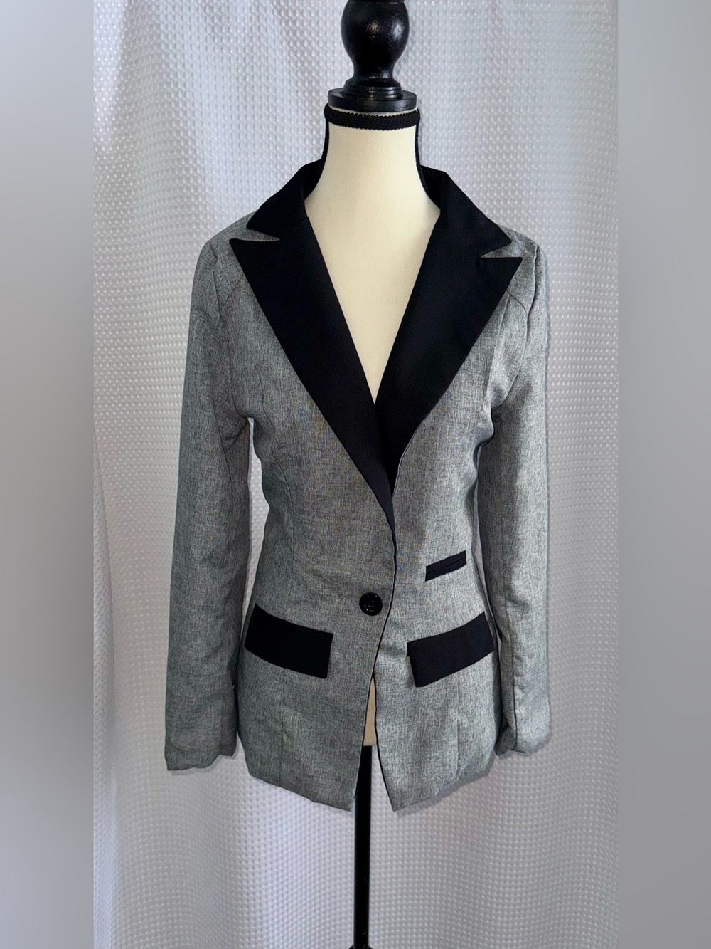 Vintage‎ Y2K Korean Brand black and gray soft blazer size M fits like XS-S